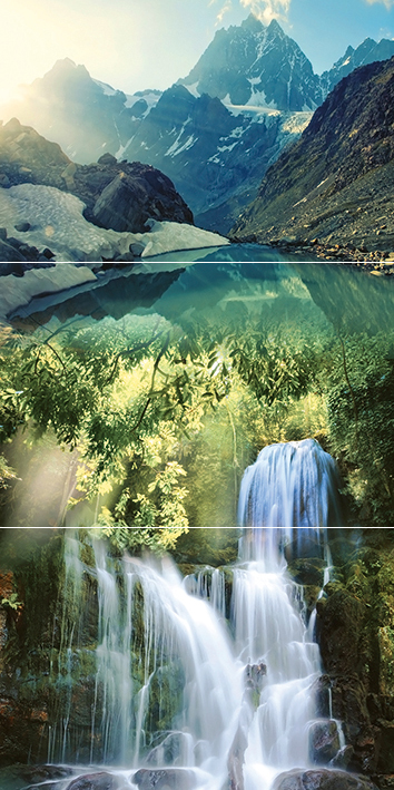 картинка Waterfall mountains P3D259 Панно из 3-х плиток 30х60 от магазина Одежда+